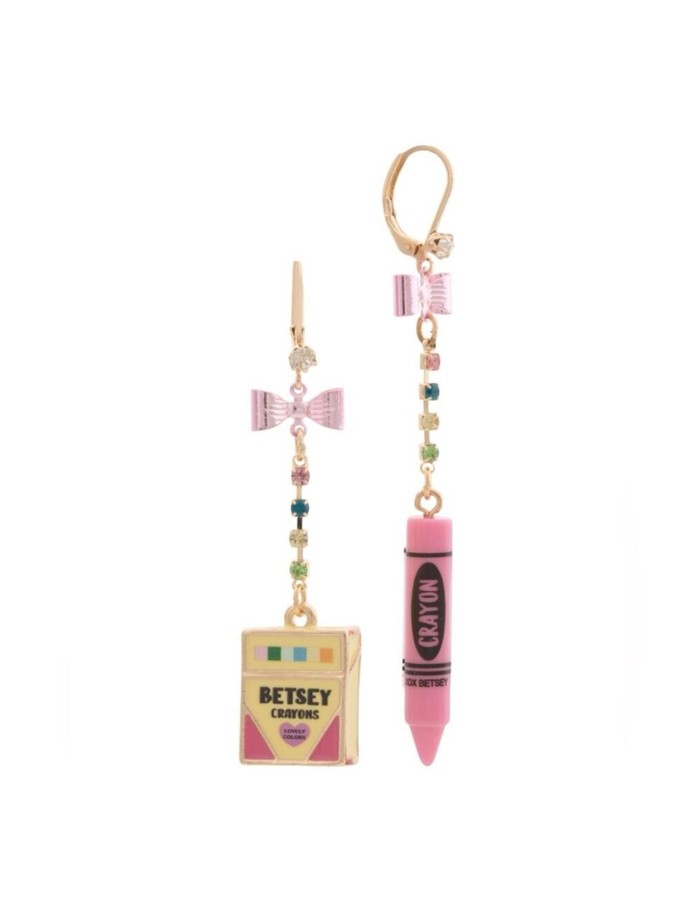 Pink Crayon Pink Bow Teacher Jewelry Girly Rhinestone Jewelry Betsey Johnson